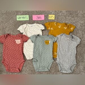 Carter's Baby Bodysuit Set - Mustard, Pink, Green, Gray, Cream, 3 Months
